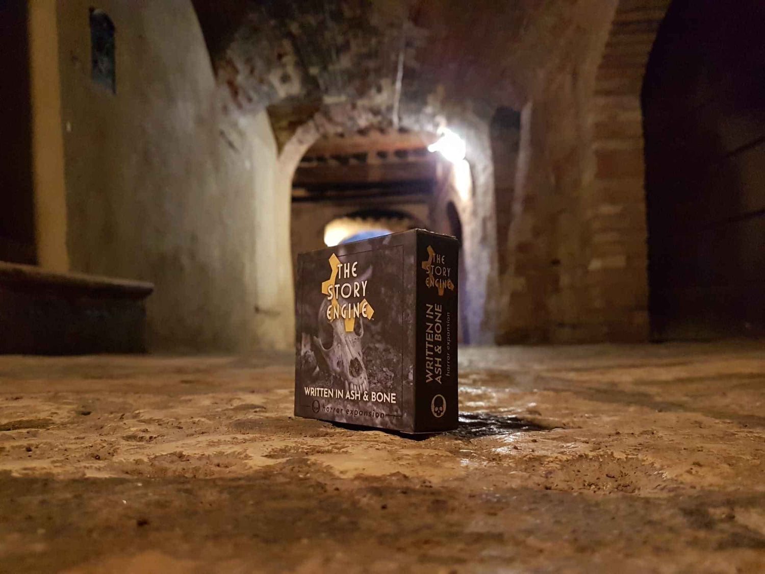 Horror writing prompts expansion inside a dark ancient brick hallway