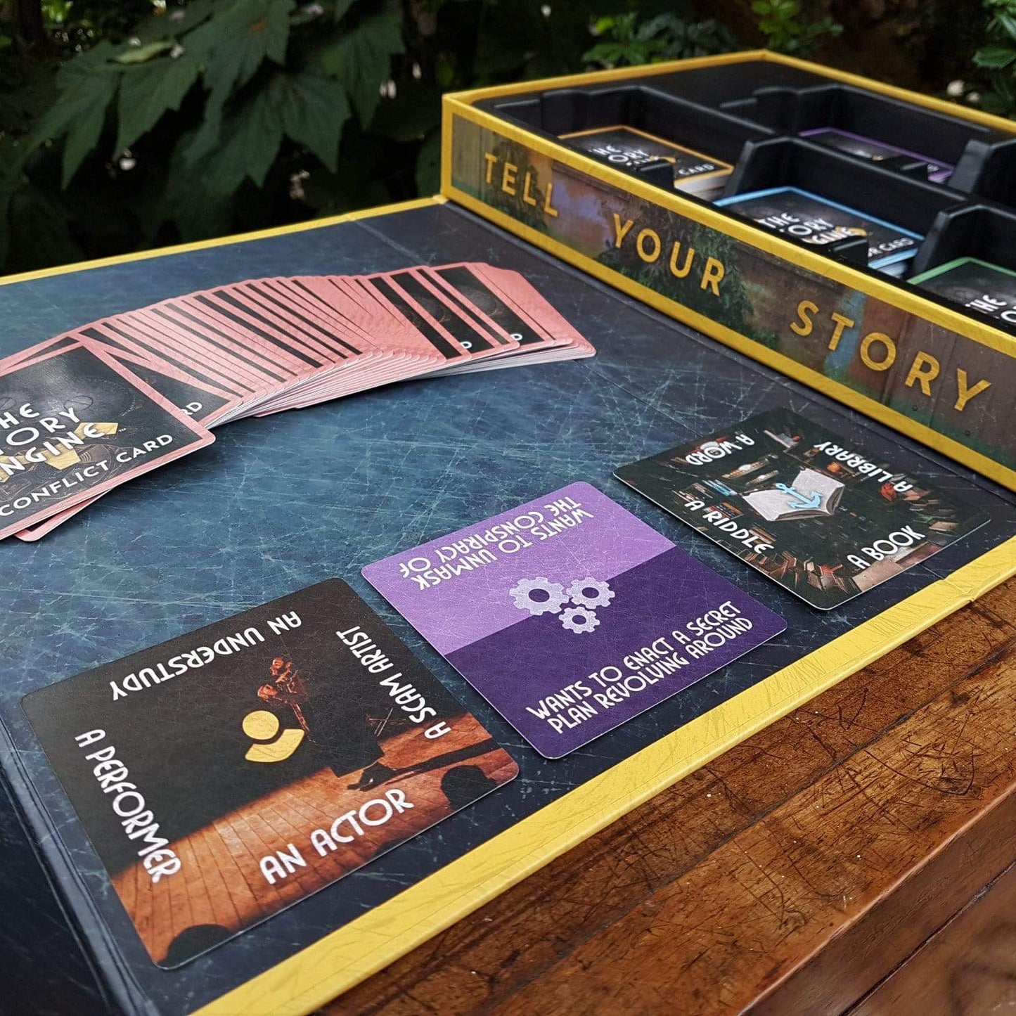The Story Engine Deck being used on a table during a tabletop game