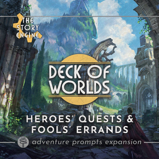Cover art for Adventure Prompts Expansion featuring a hero in a fantasy landscape