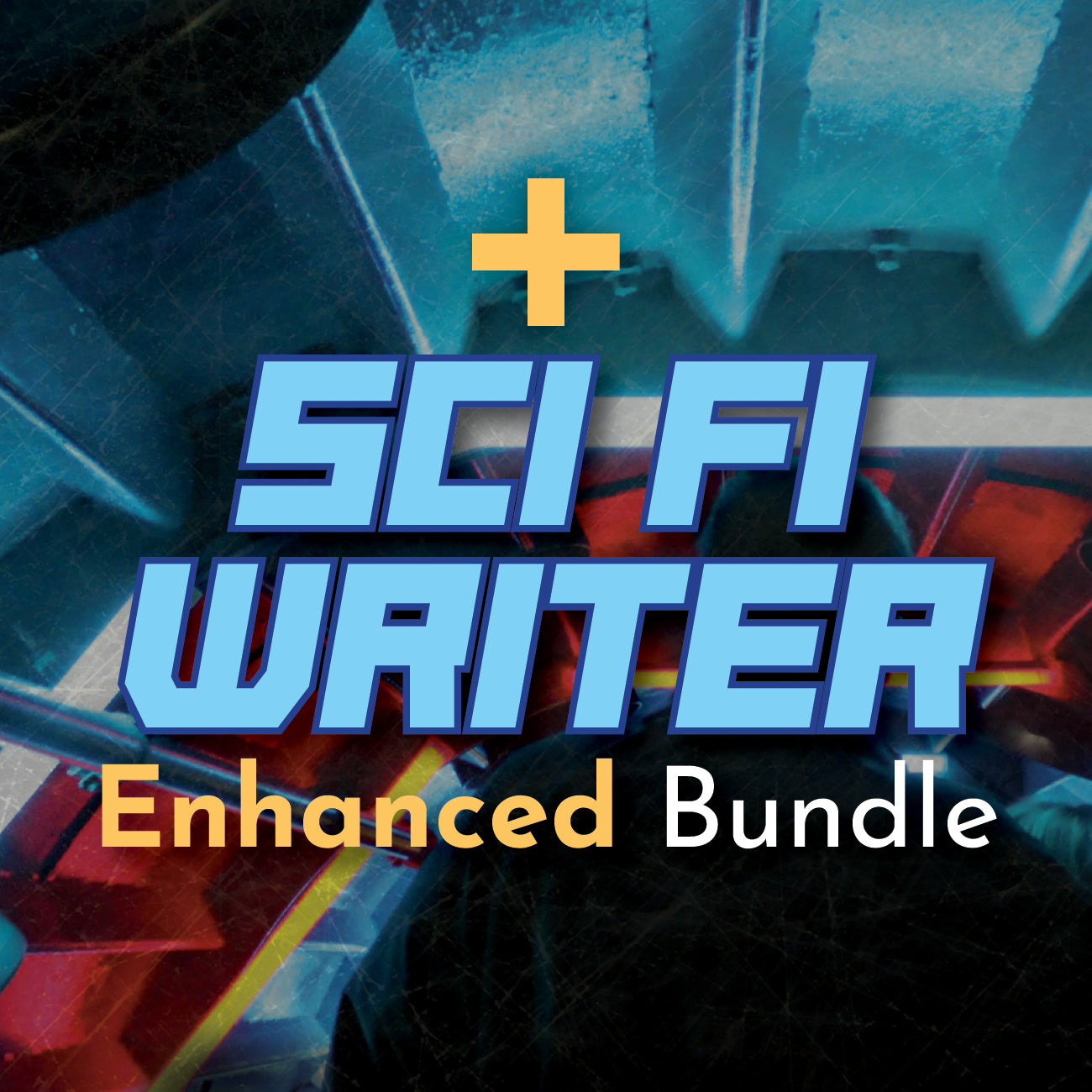 Promotional graphic for 'Sci Fi Writer Enhanced Bundle' with futuristic design elements.