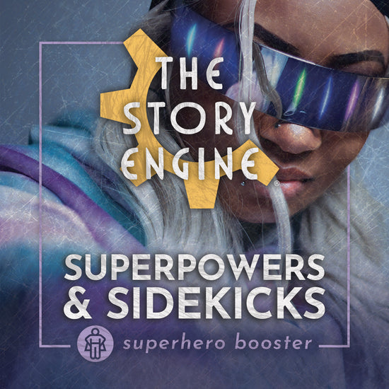 Cover art for the Superpowers & Sidekicks Superhero Booster featuring a superhero in a futuristic visor